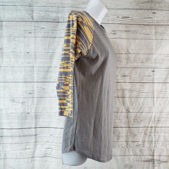 LuLaRoe Womens Randy Top Sz XS Gray Yellow 3/4 Sleeve - Picture 3 of 7